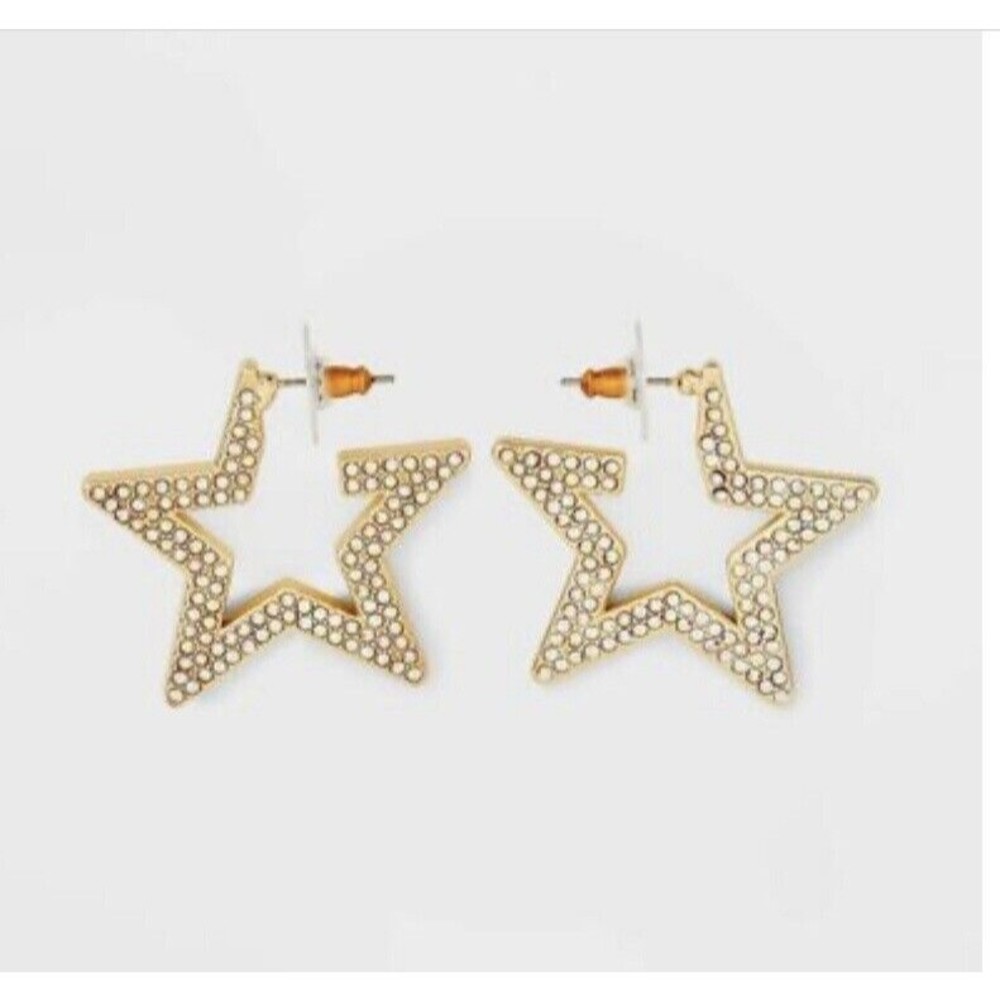 Sugarfix by BaubleBar " Wish Upon A Star" Gold Crystal Statement Earrings